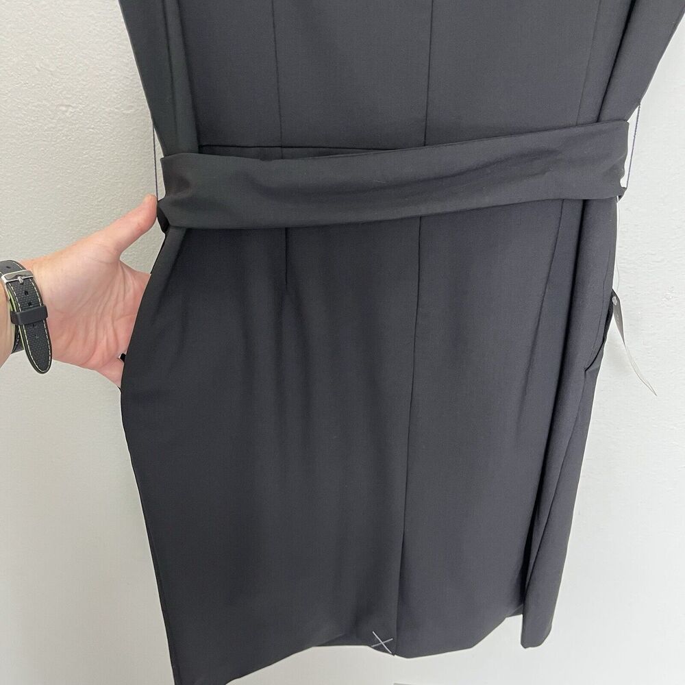 Ann Taylor | LBD Black Virgin Wool Sleeveless Knee Length Dress Belted Size 120 - Picture 7 of 8